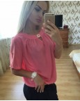Коралловая блузка креп-шифон