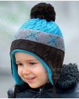 Шапочка с завязками серо-голубая
